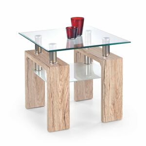 Halmar Konferenční stolek DIANA H, čtvercový, sklo/dub san remo