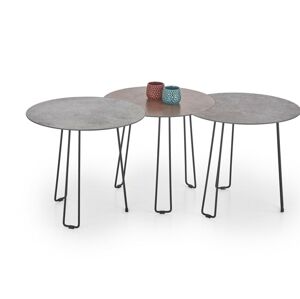 Halmar Konferenční stolek Triple, sklo, šedý/hnědý