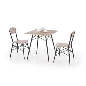 Halmar Jídelní sestava Kabir, čtvercový stůl + 2 židle, dub san remo/černý