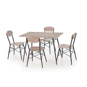 Halmar Jídelní sestava Kabir, čtvercový stůl + 4 židle, dub san remo/černý