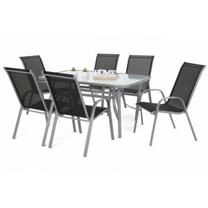 Home Garden Zahradní sestava stolu a 6 židlí Sevilla 2, černý/stříbrný
