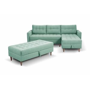 Furniture Sobczak Univerzální rohová sedací souprava Pires s taburetem - Zelená