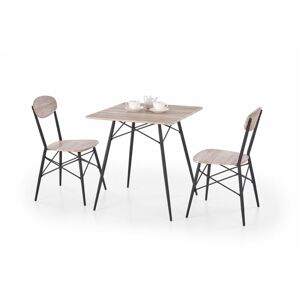 Halmar Jídelní sestava Kabir, čtvercový stůl + 2 židle, dub san remo/černý - II. jakost